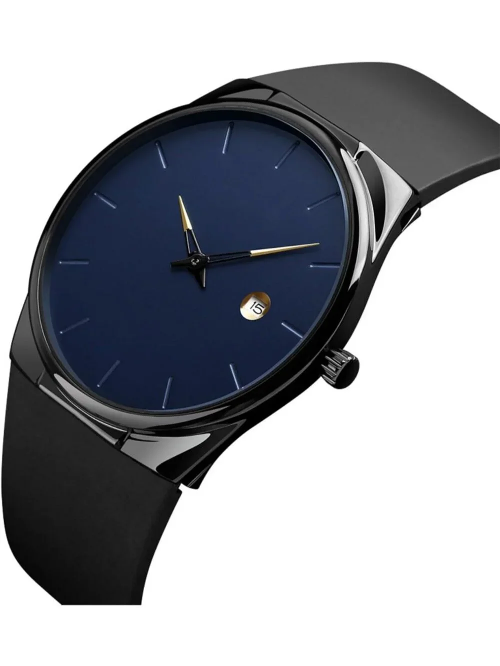 Unisex Black Blue Waterproof Analog Quartz Stylish Silicone Band Wrist Watch
